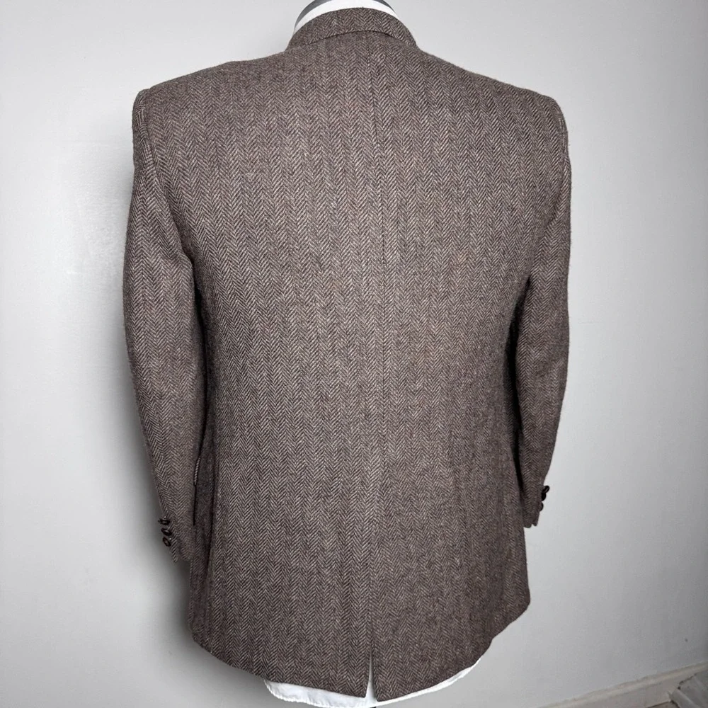 Kingsridge Blazer Mens 40R Brown‎ Herringbone Vintage Wool Sport Coat Academic